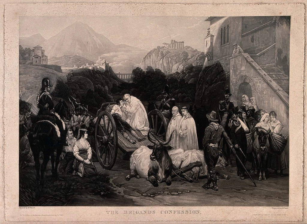 193-Un brigante sul suo carro per l'esecuzione confessa al prete  